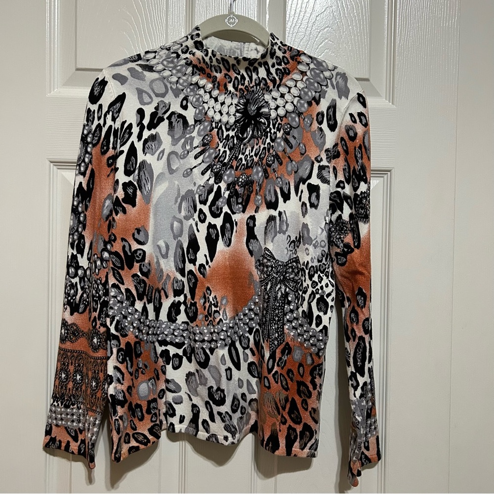 Red Brand Designer Print Top